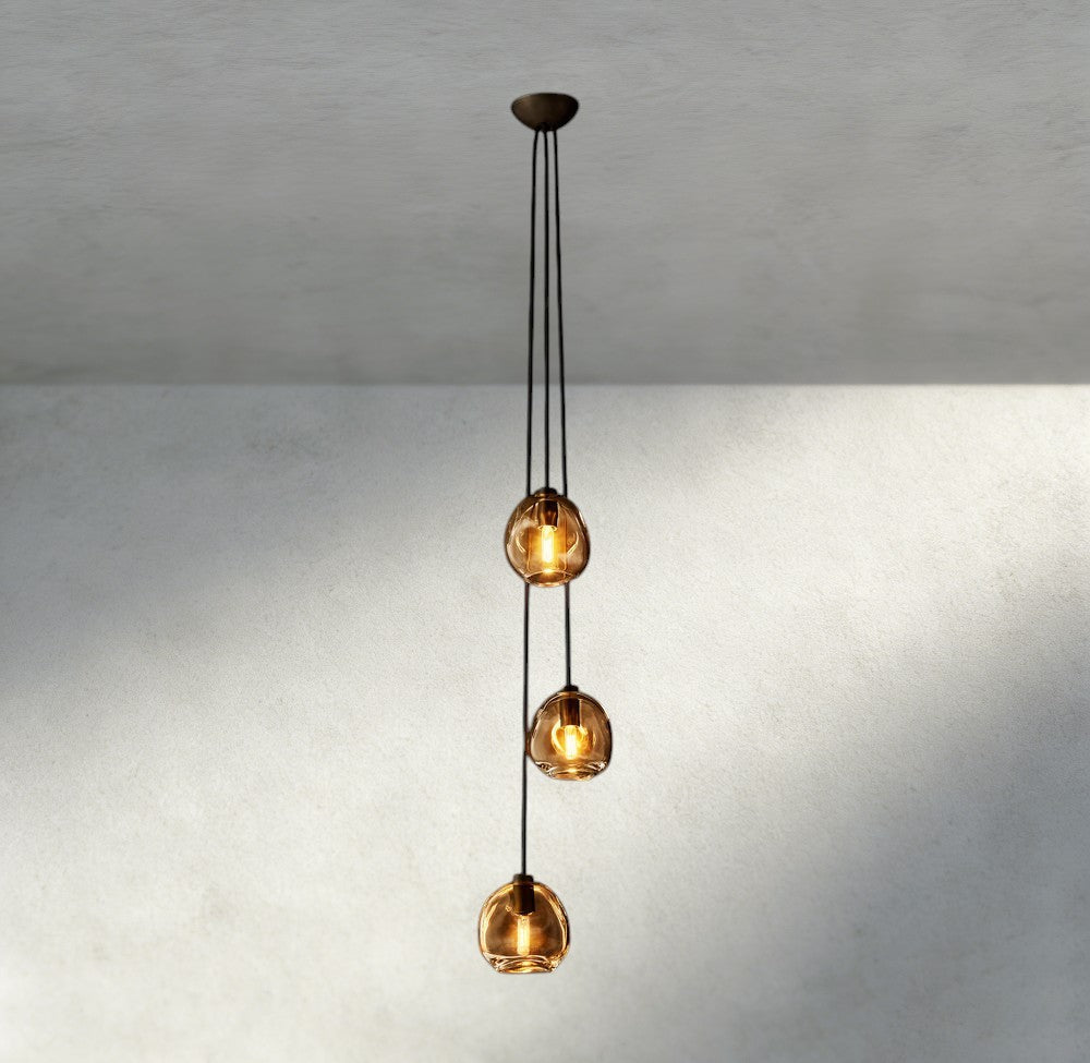 Bubble Smoke Glass Cascade Pendant