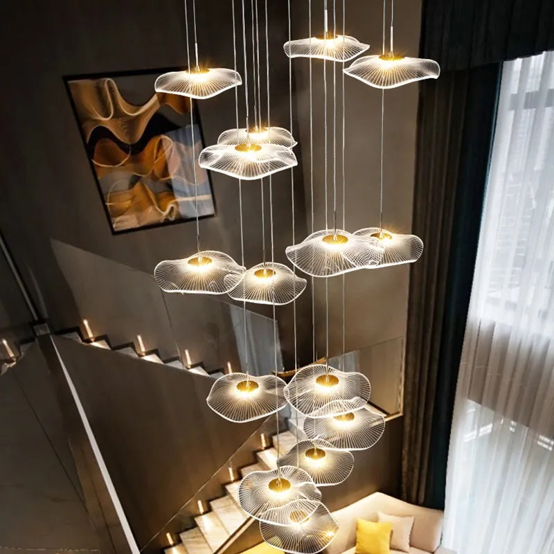 Modern Gold Finish Acrylic Pendant Chandelier with Quality Metal Frame