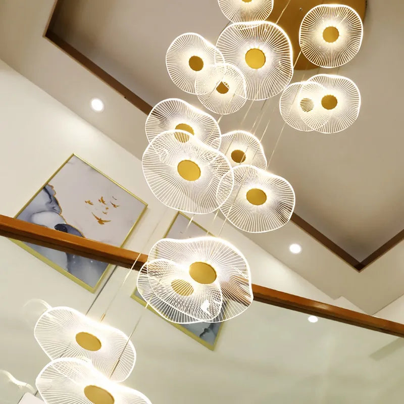 Modern Gold Finish Acrylic Pendant Chandelier with Quality Metal Frame