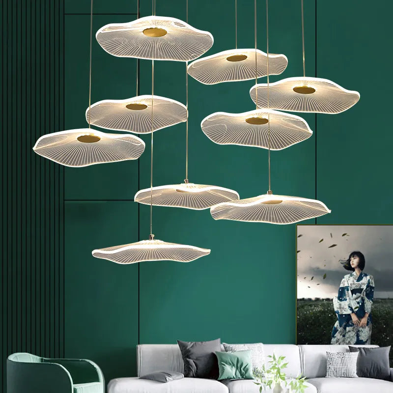 Modern Gold Finish Acrylic Pendant Chandelier with Quality Metal Frame