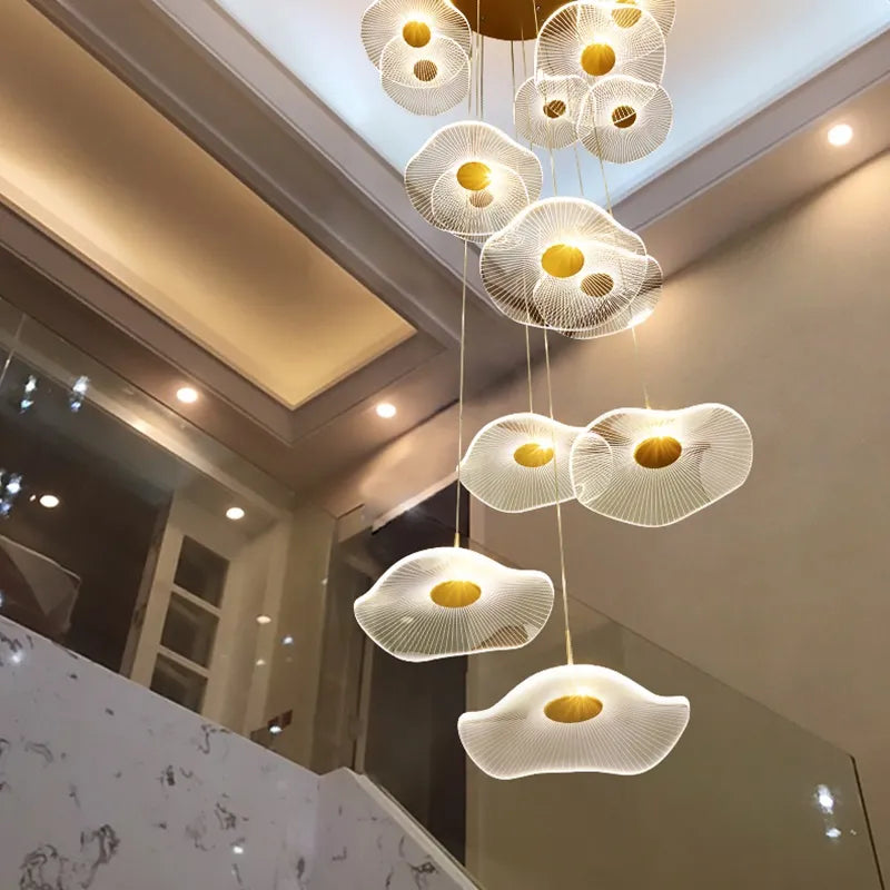 Modern Gold Finish Acrylic Pendant Chandelier with Quality Metal Frame