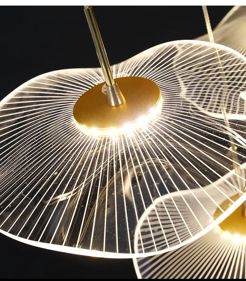 Modern Gold Finish Acrylic Pendant Chandelier with Quality Metal Frame