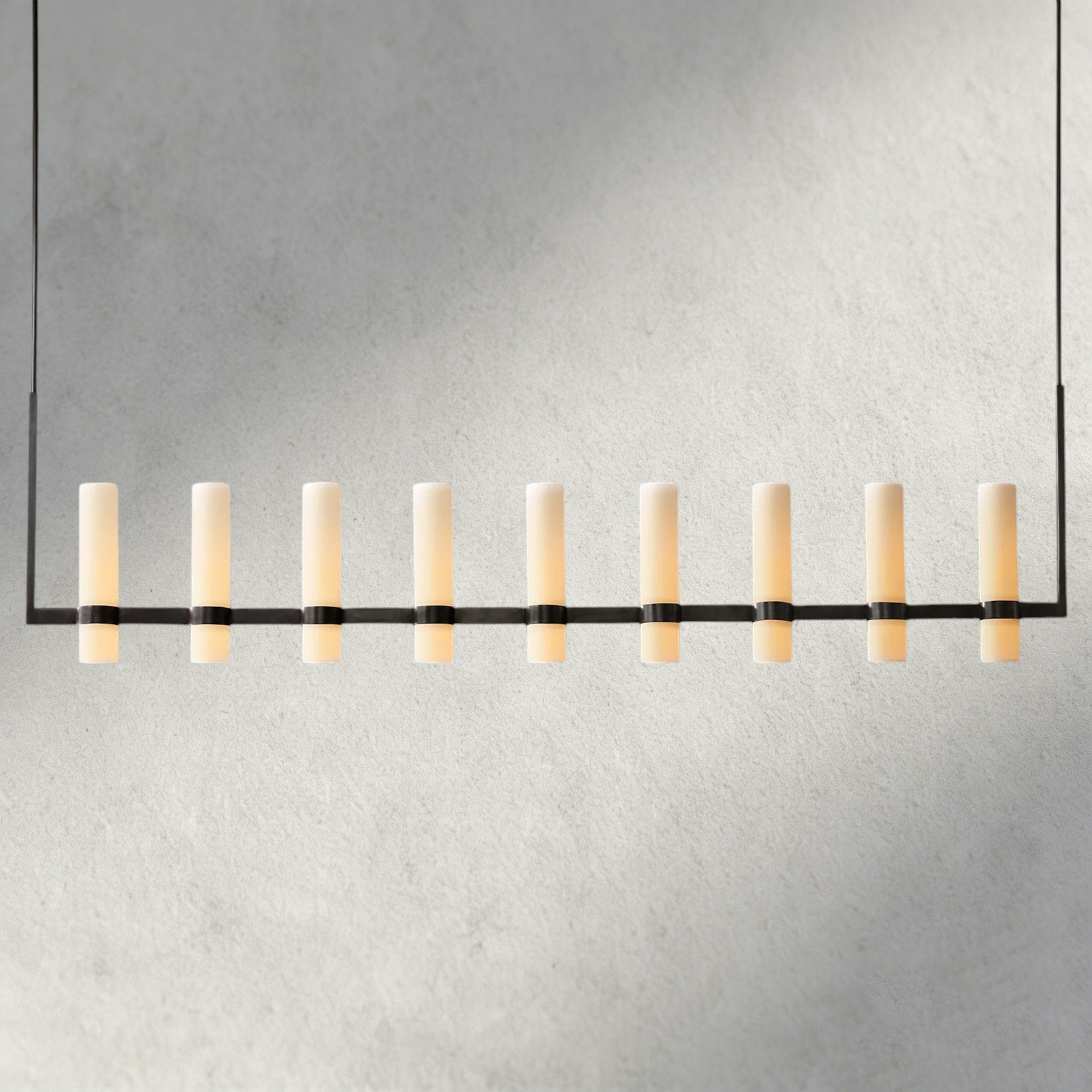Ravelle Linear Milk Glass Chandelier 59", 71"
