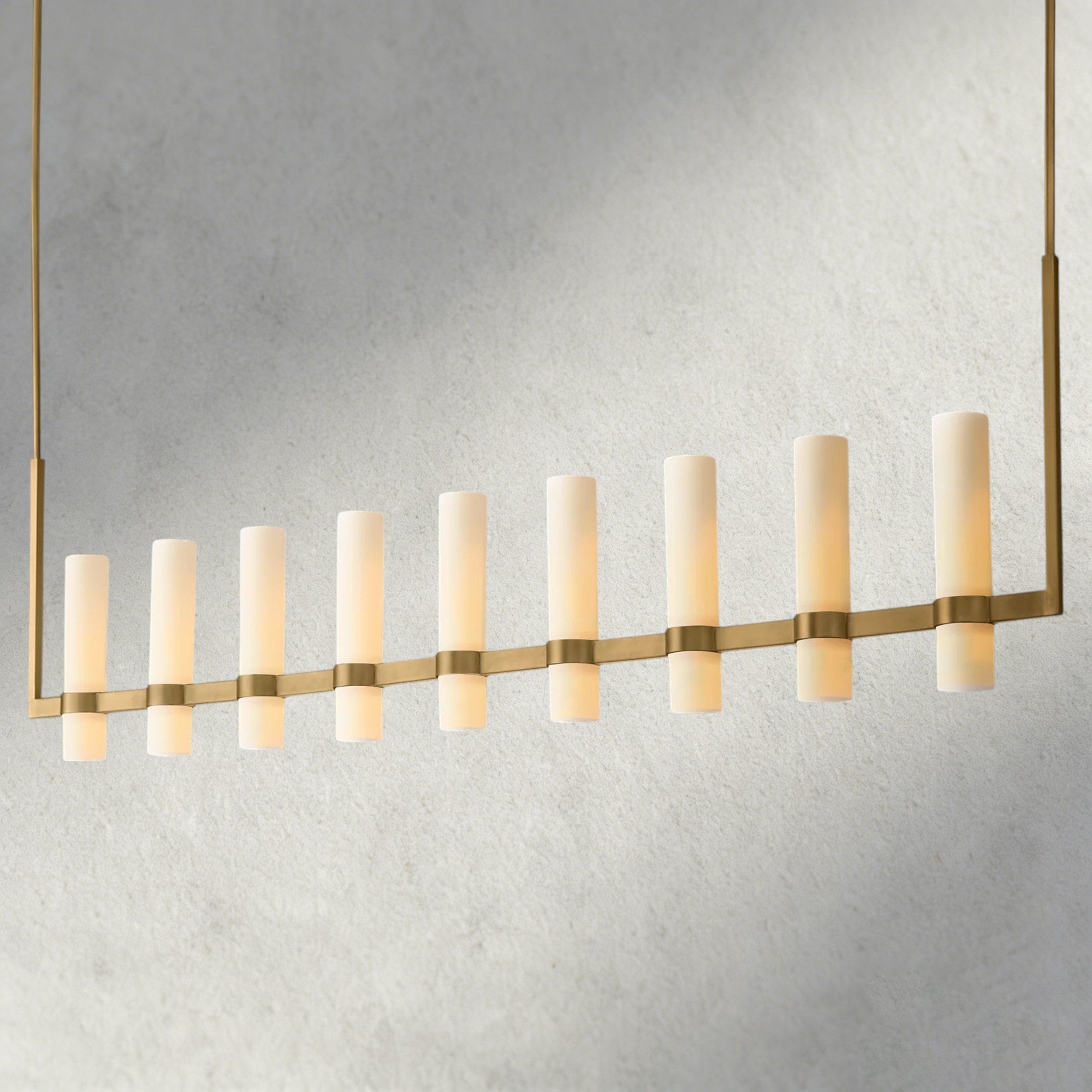Ravelle Linear Milk Glass Chandelier 59", 71"
