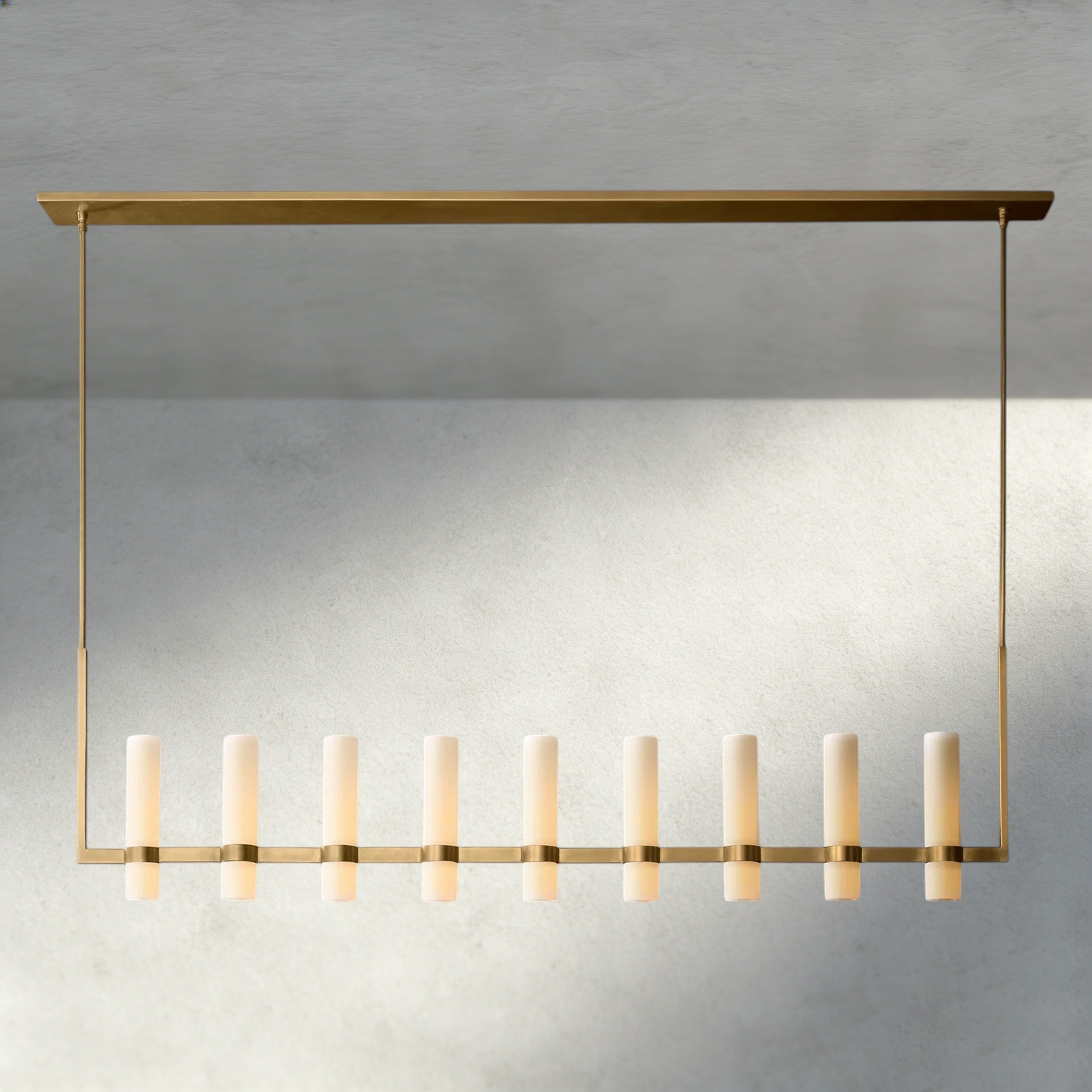 Ravelle Linear Milk Glass Chandelier 59", 71"