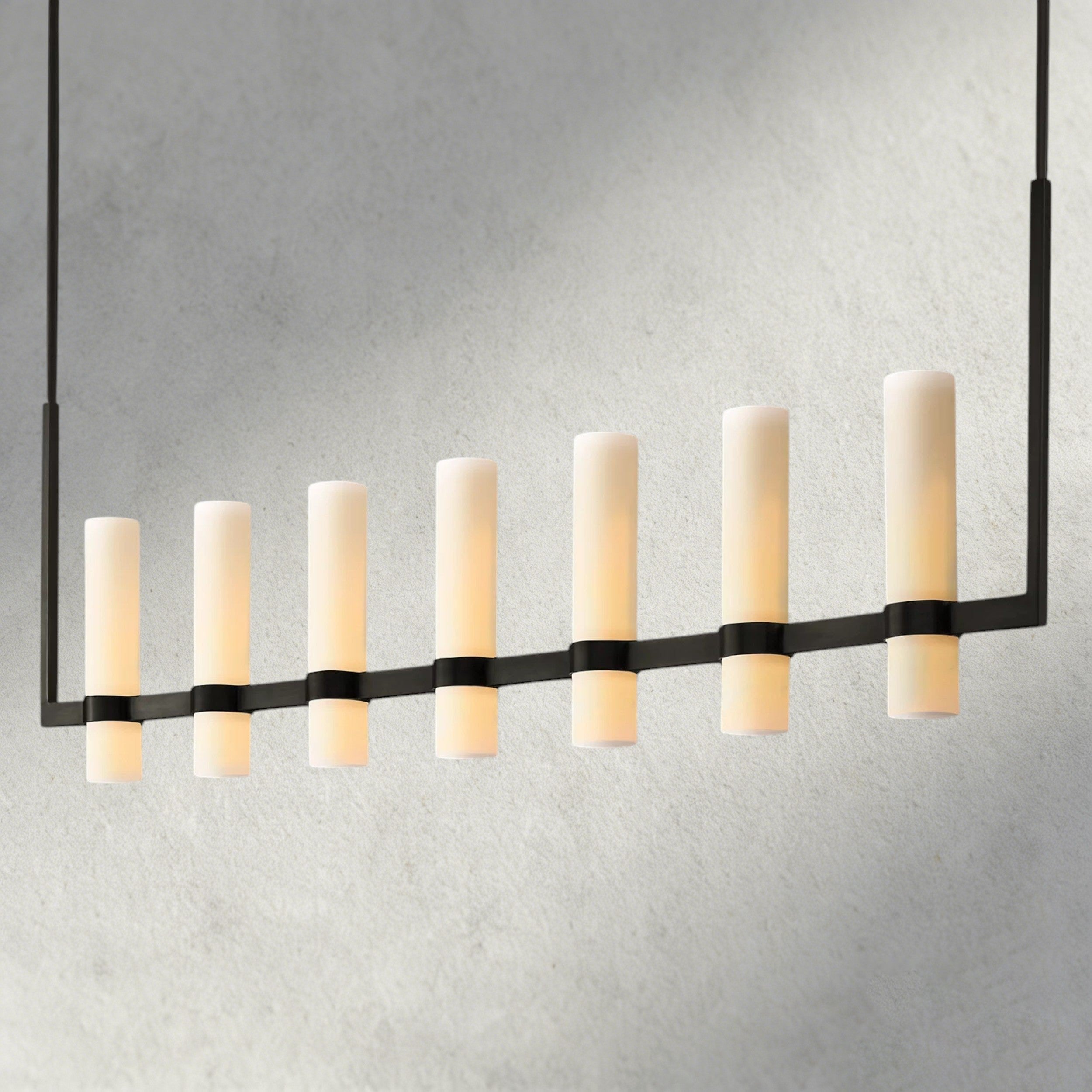 Ravelle Linear Milk Glass Chandelier 59", 71"