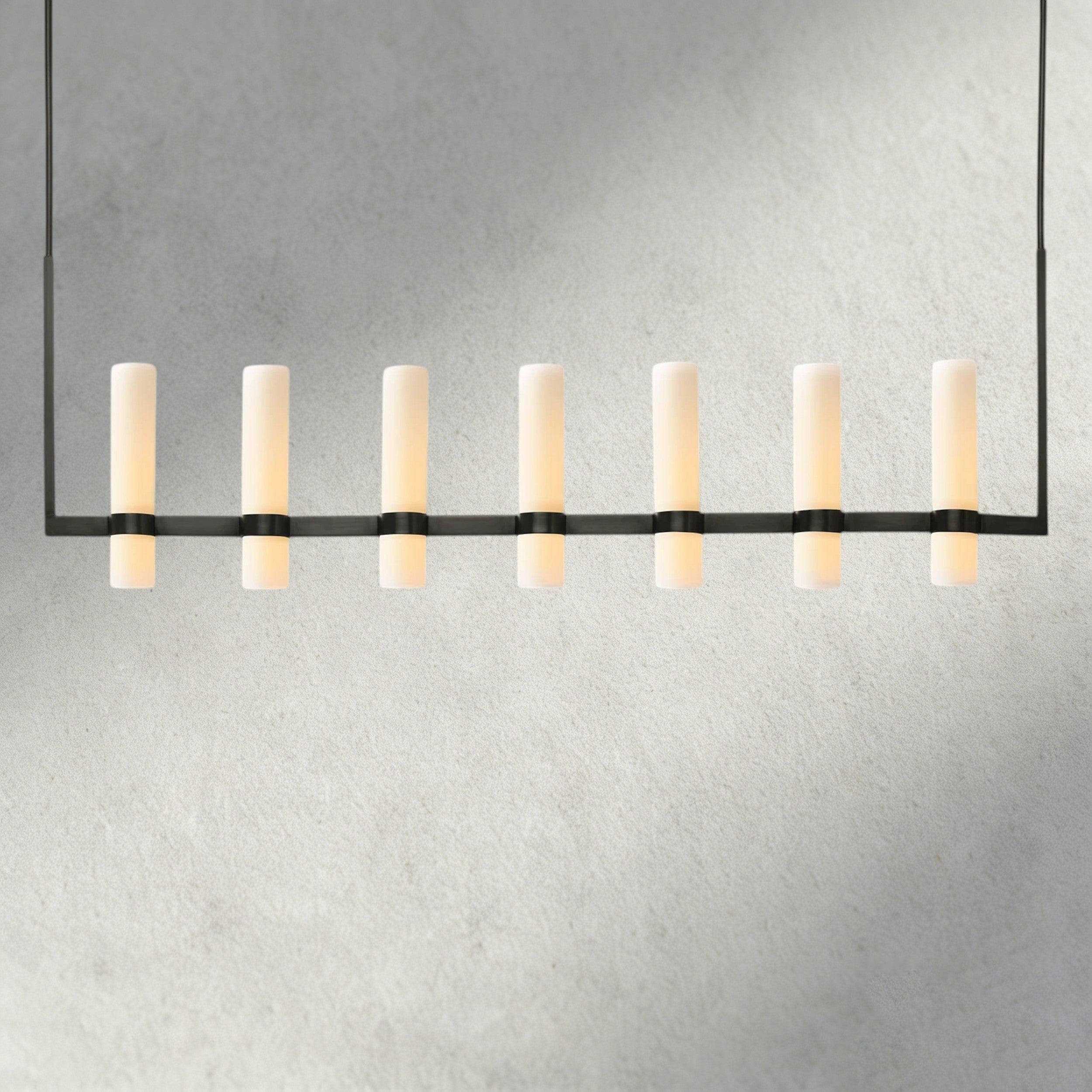 Ravelle Linear Milk Glass Chandelier 59", 71"