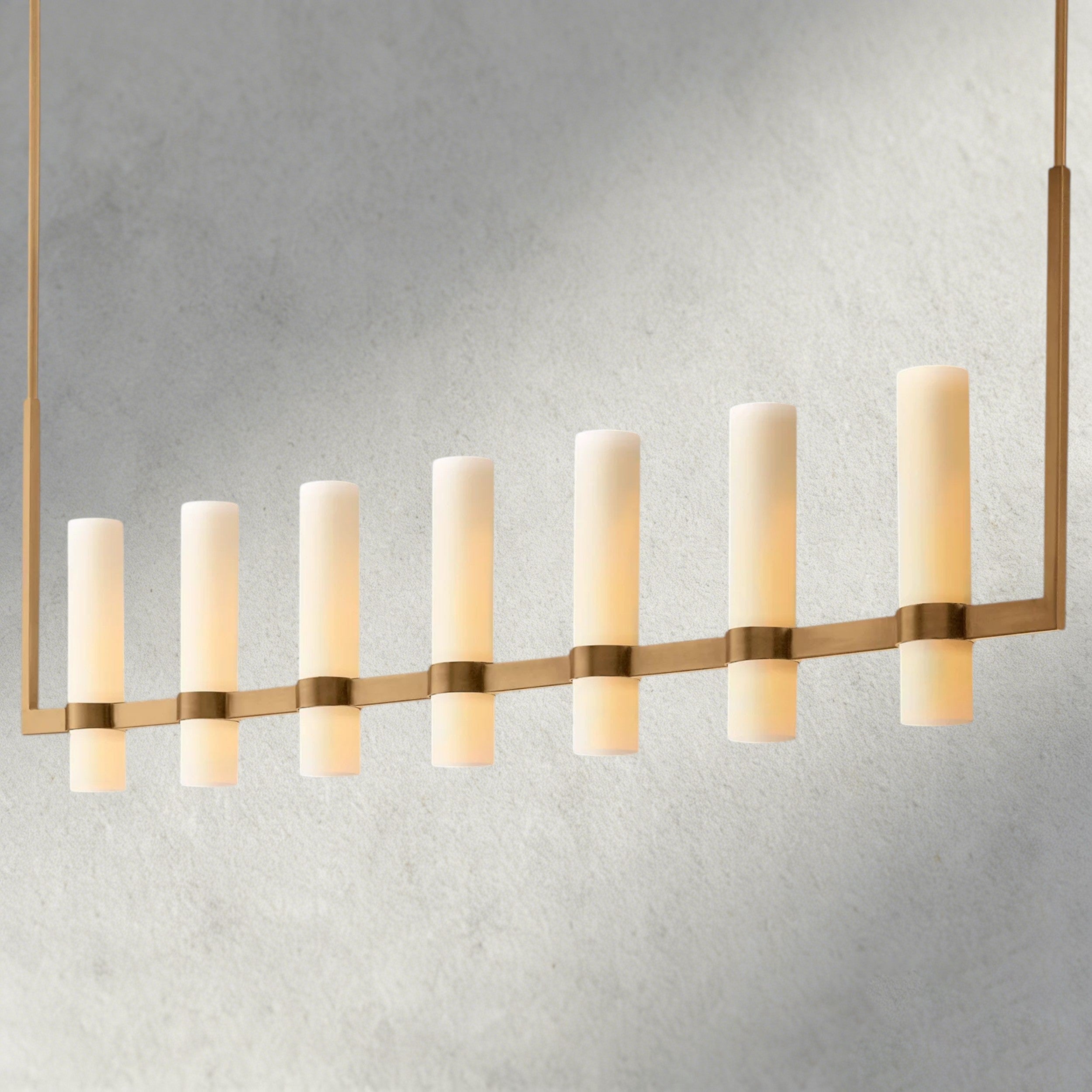 Ravelle Linear Milk Glass Chandelier 59", 71"