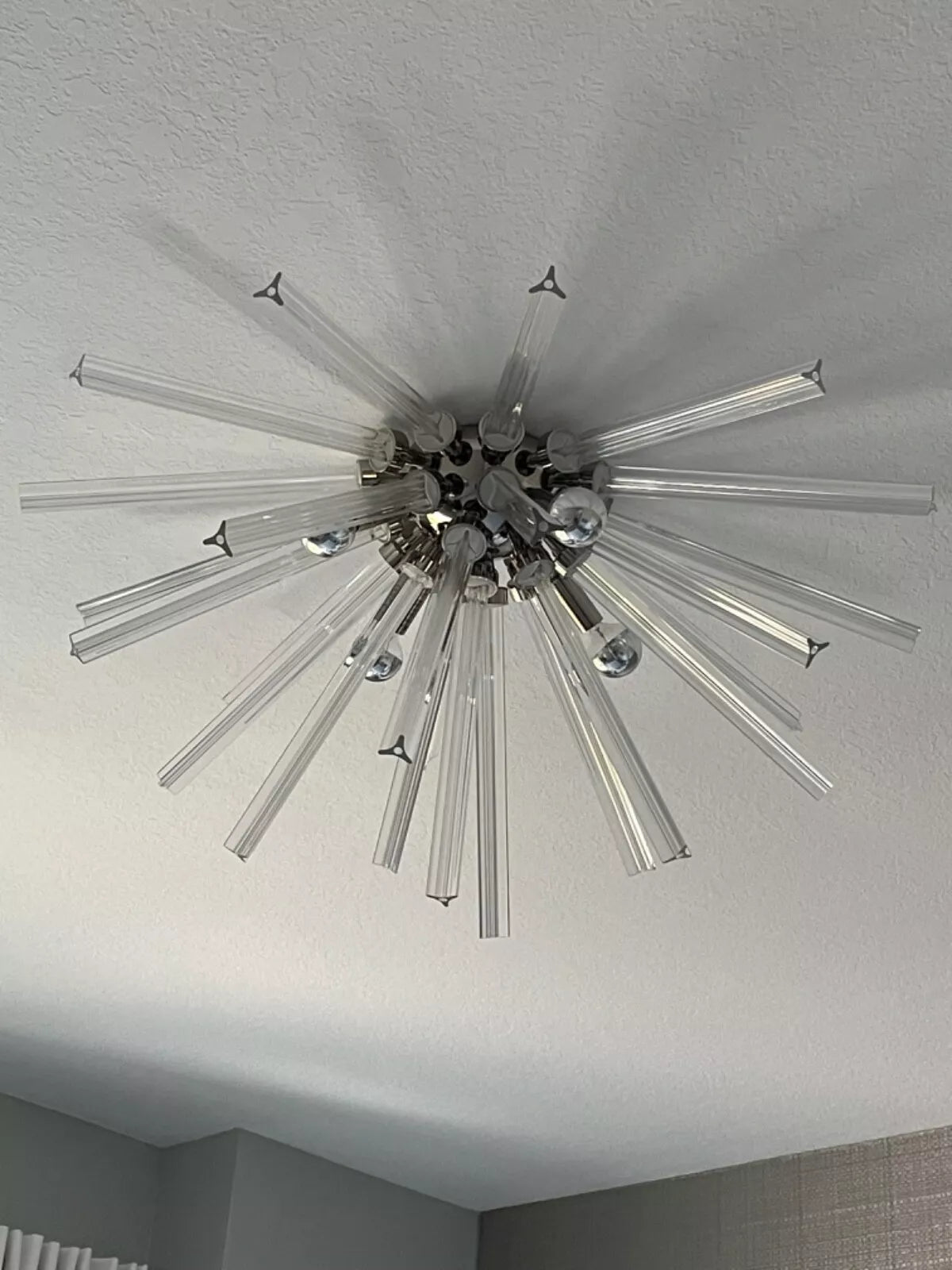 Flush Mount Sputnik Chandelier with Crystal and Metal Finish