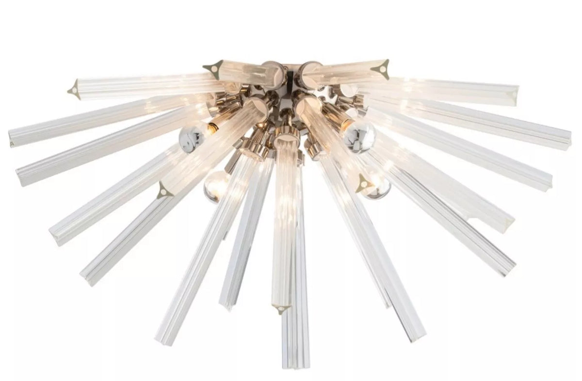 Flush Mount Sputnik Chandelier with Crystal and Metal Finish