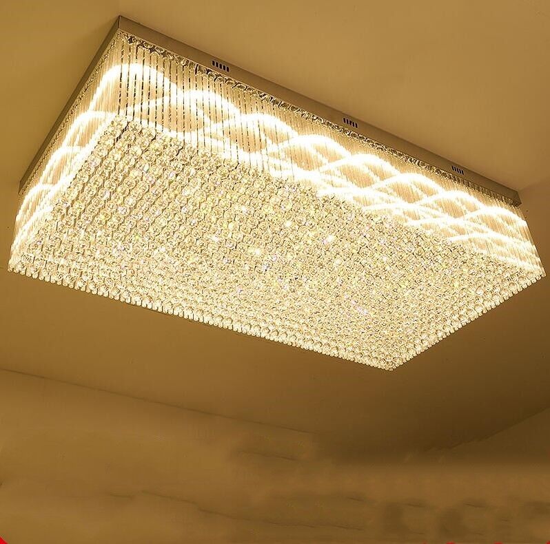 Modern&luxury Extra Flush Mount Rectangle Crystal Chandelier