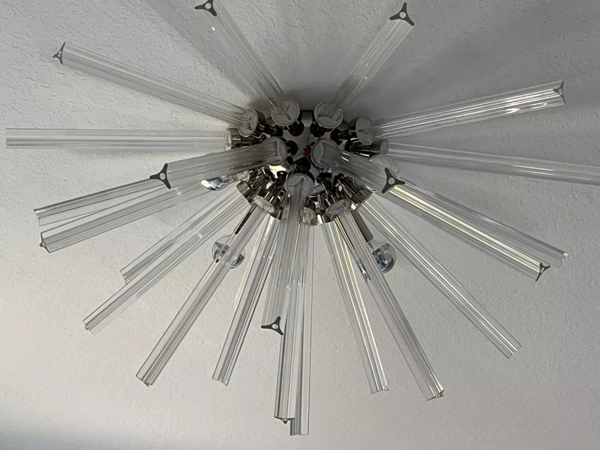Flush Mount Sputnik Chandelier with Crystal and Metal Finish