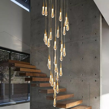 Modern Cascade Raindrop Round Spiral Crystal Chandelier for Staircase / foyer
