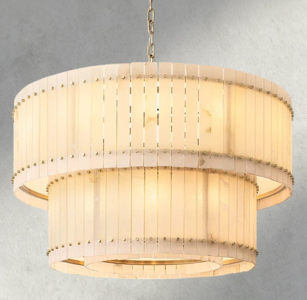 San Marco Alabaster Round Tiered Chandelier 22", 37", 48", 60"