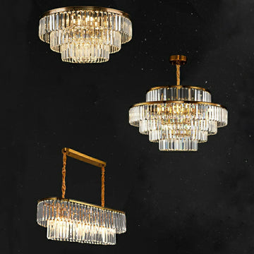 Modern Round Crystal Chandelier Modern Gold Ceiling Light for Living / Bedroom