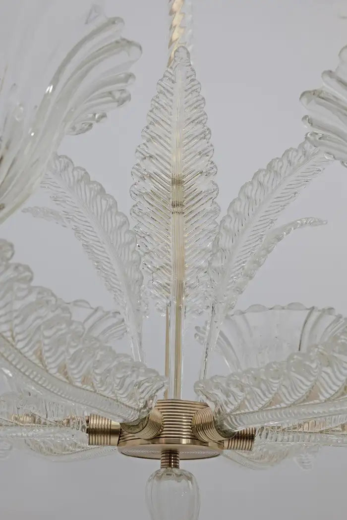 Vintage Italian 6-Arm Glass Chandelier for Low-Ceiling Bedroom / dining Room