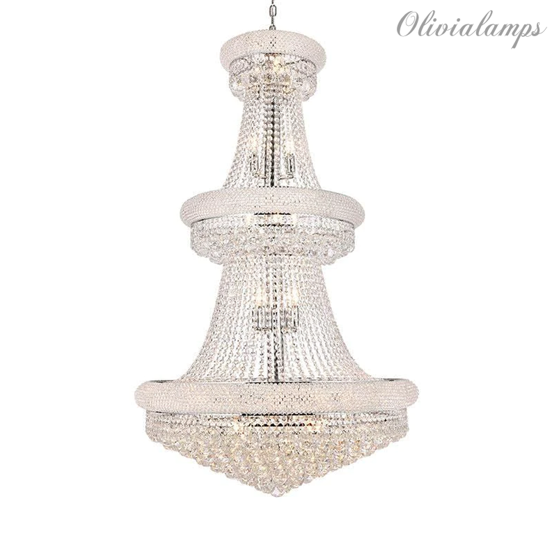 Luxury French Empire Chandelier for Villa Hall Ceiling Three-Layers Crystal Light for Hotel Lobby