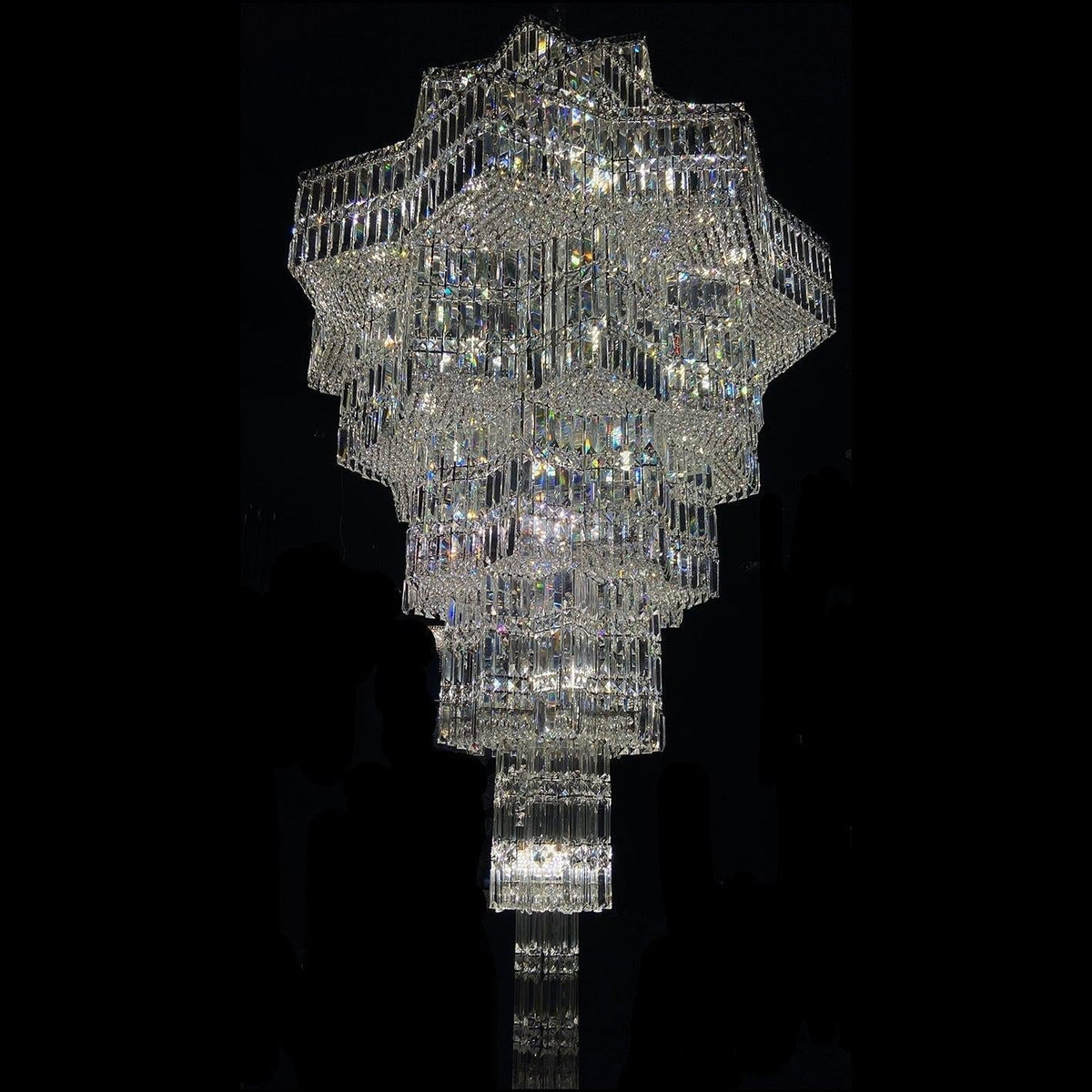 Luxury Plaza Multi-Tier Crystal Chandelier for High Ceilings / hotel Hall / 2 Story Foyer