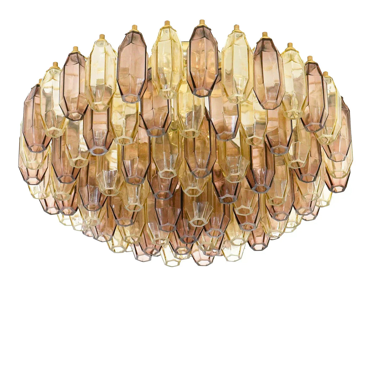 Prismatico 91 Elements Amber and Amethyst Compact Glass Chandelier 25"