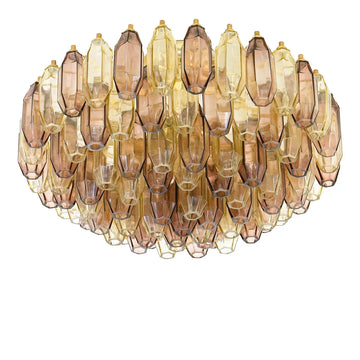 Prismatico 91 Elements Amber and Amethyst Compact Glass Chandelier 25"