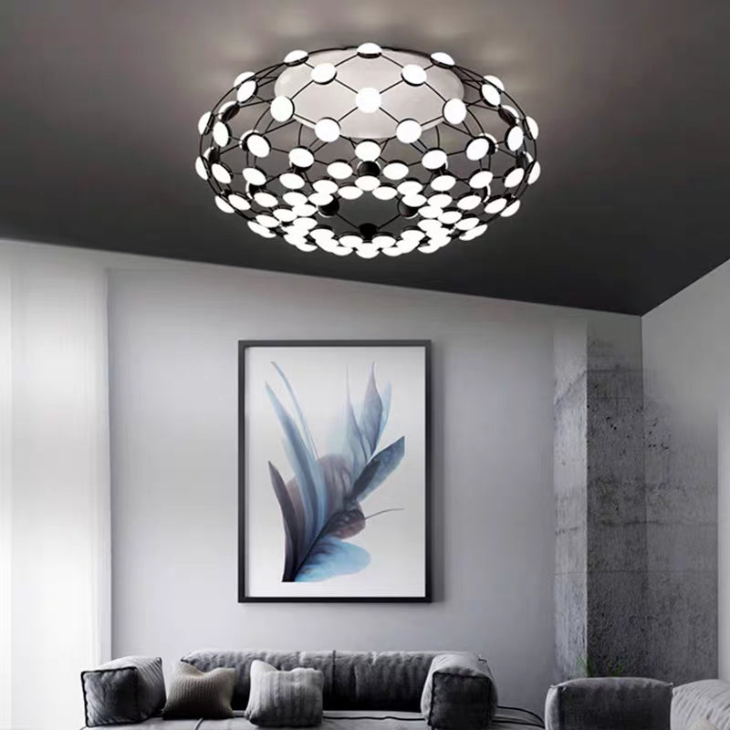 Modern Basket Pendant Chandelier with Acrylic and Metal Finish for Living and Dining Room
