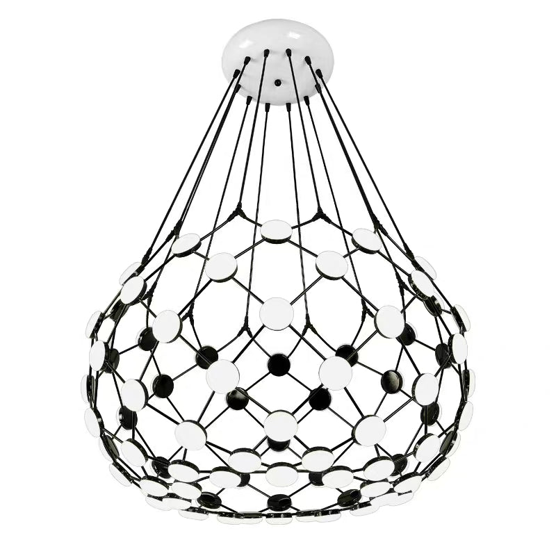 Modern Basket Pendant Chandelier with Acrylic and Metal Finish for Living and Dining Room