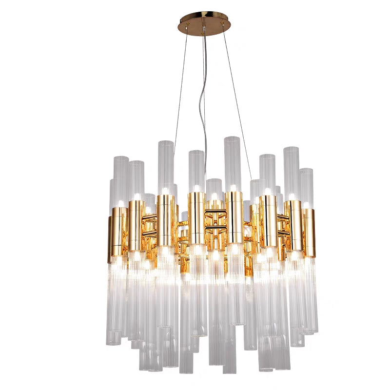 Luxury Illumination Crystal Pendant Light with Metal Finish, Round and Rectangle Shapes for Modern Minimalism