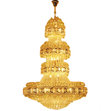 Oversized Luxury Multi-Layers Gold Crystal Chandelier for High-Ceiling Living Room / foyer
