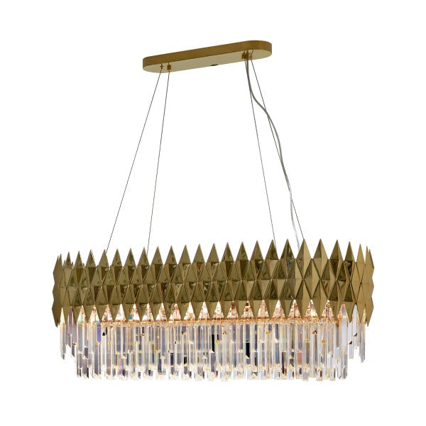 Luxury Crystal Chandelier with Gold Finish, Round or Rectangular Shape, Stainless Steel Quality for Living