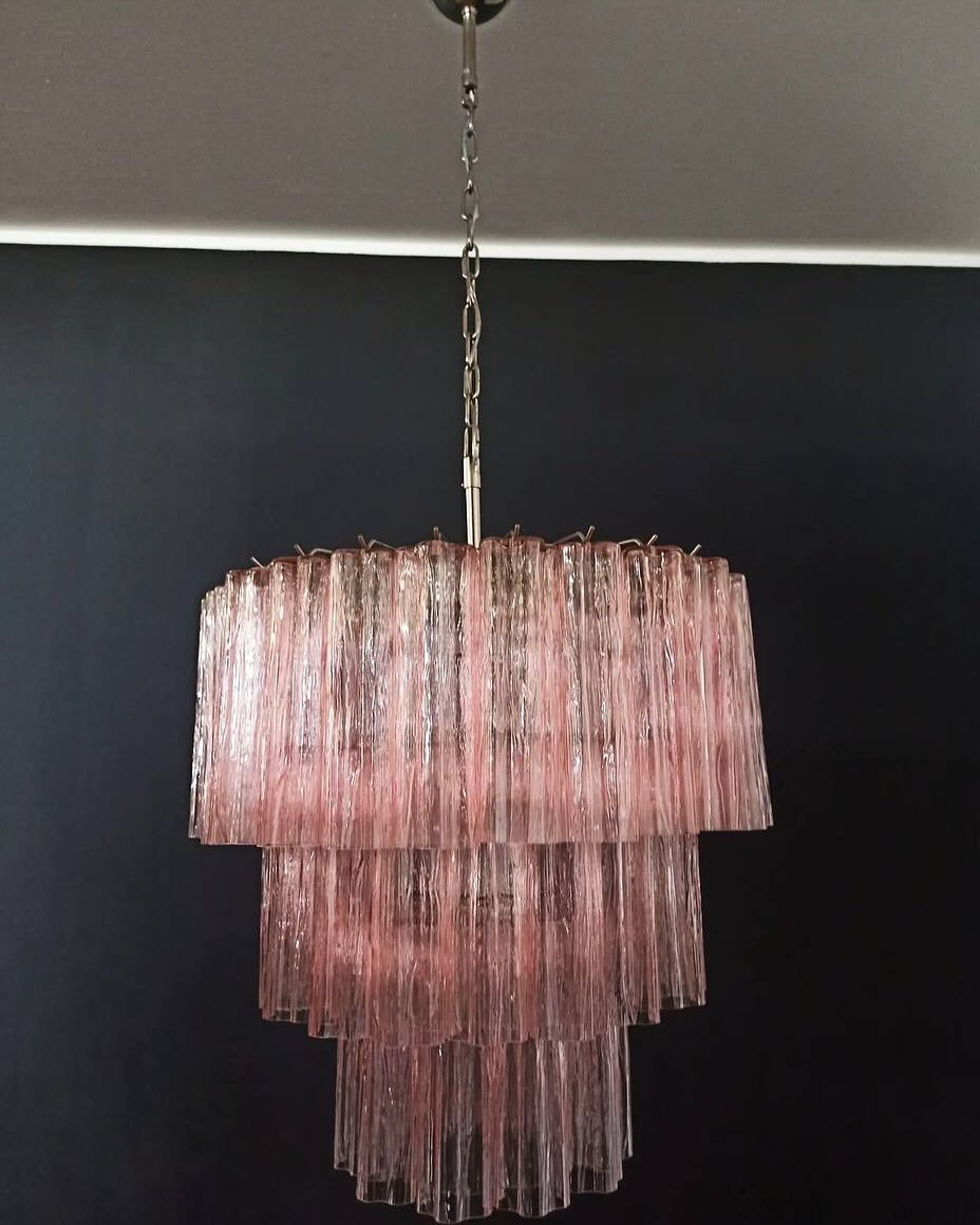 Murano Glass Chandelier – 52 Tubes – Pink