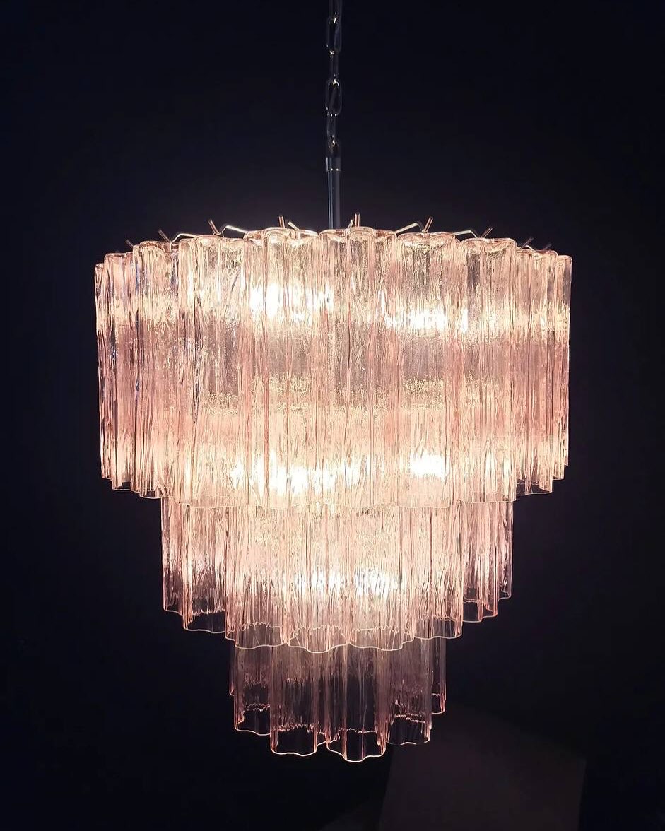 Murano Glass Chandelier – 52 Tubes – Pink