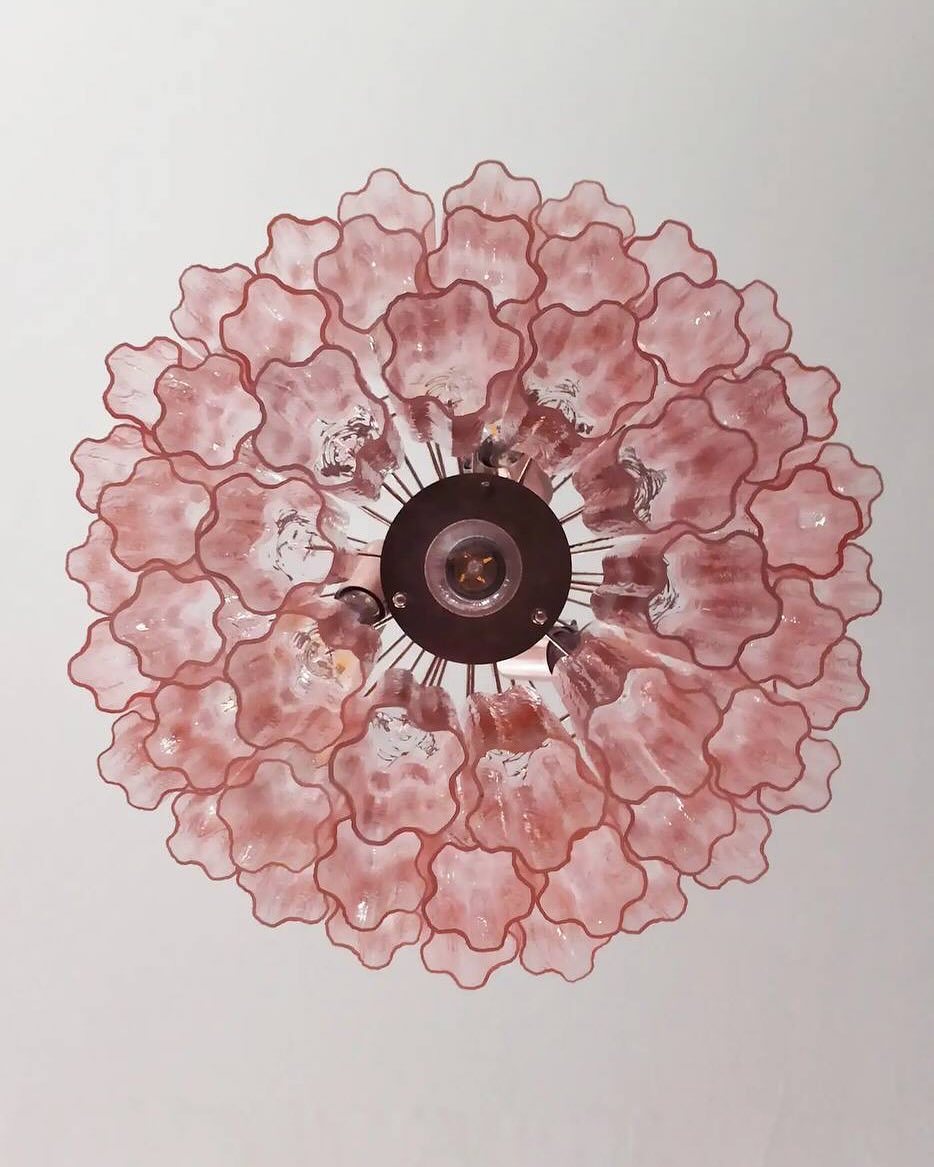 Murano Glass Chandelier – 52 Tubes – Pink