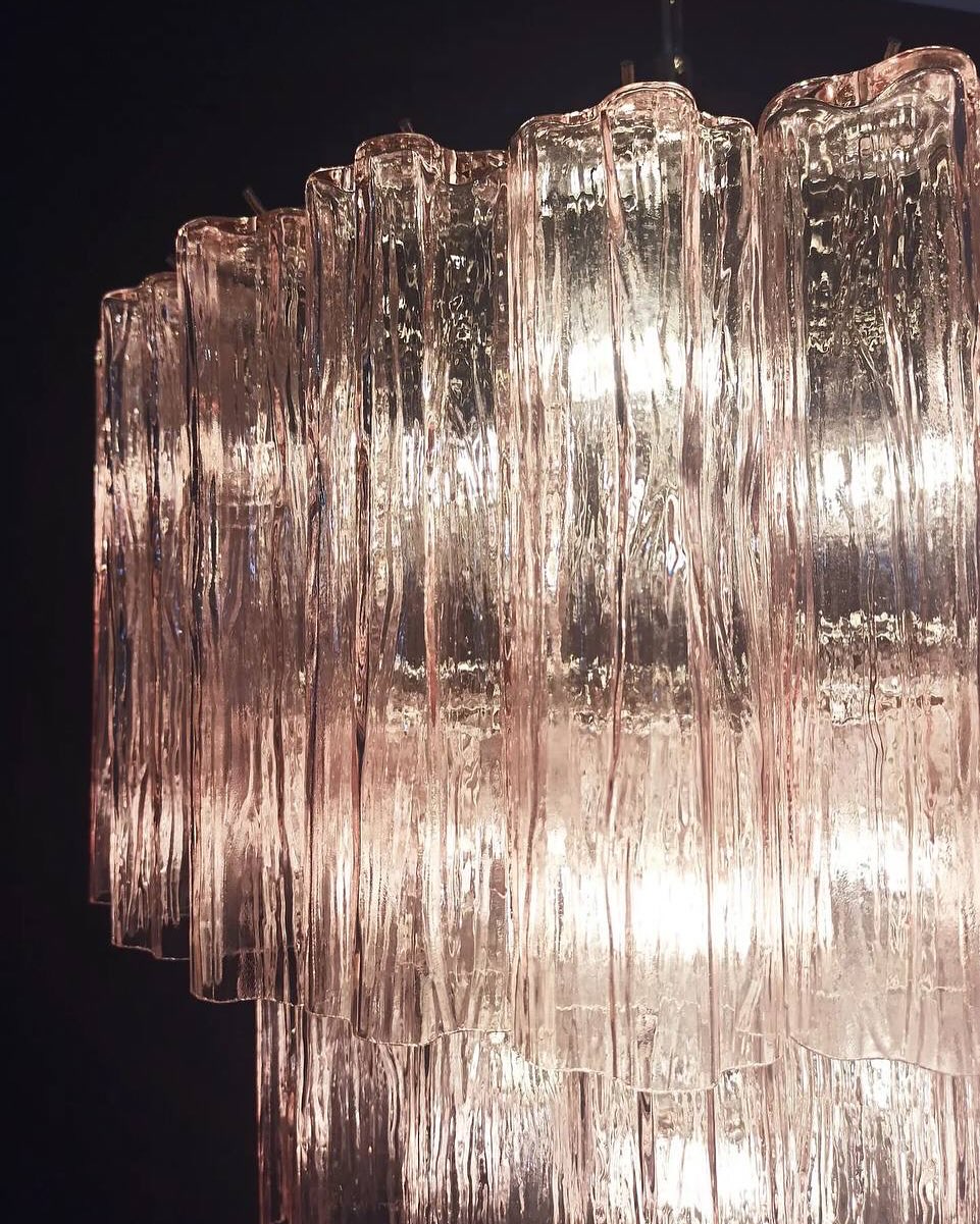 Murano Glass Chandelier – 52 Tubes – Pink
