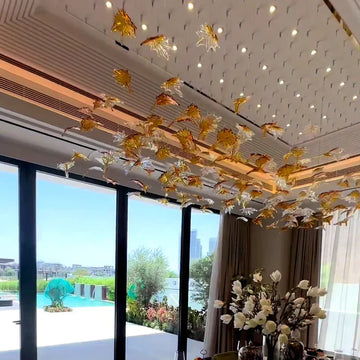 Custom Maple Leaf Chandelier for Villas / banquet Hall / hotel Lobby