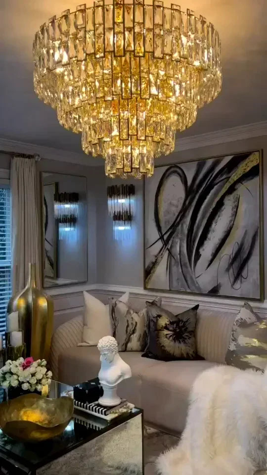Multi-Tiered Crystal Flake Chandelier for Bedroom / living Room / dining Room