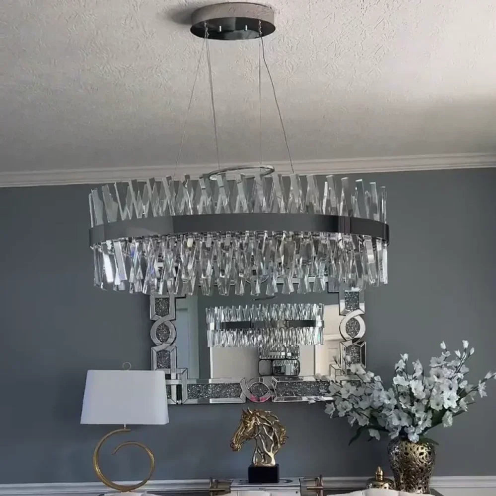 Nordic Oval Post-Modern Light Luxury Crystal Chandelier for Kitchen Island / dining Room