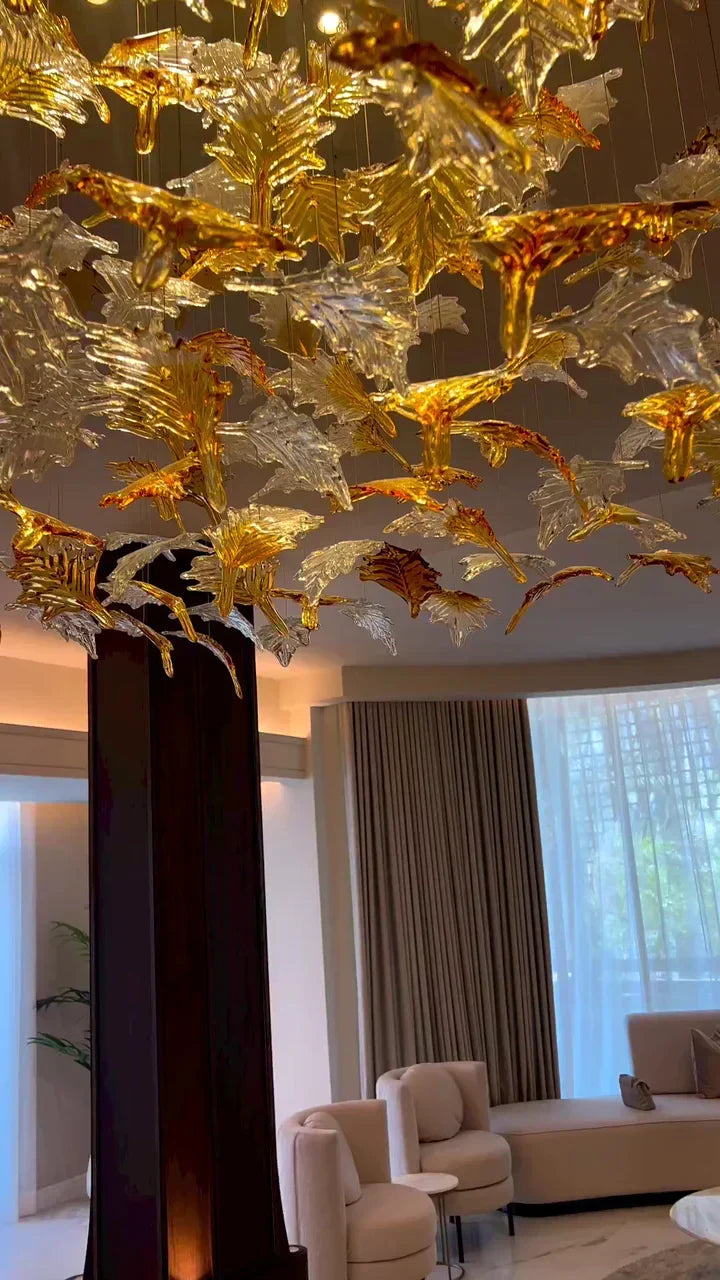 Custom Maple Leaf Chandelier for Villas / banquet Hall / hotel Lobby