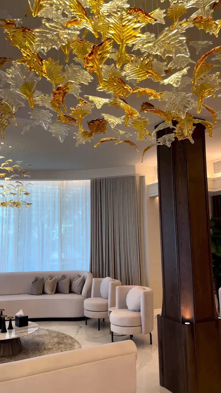 Custom Maple Leaf Chandelier for Villas / banquet Hall / hotel Lobby