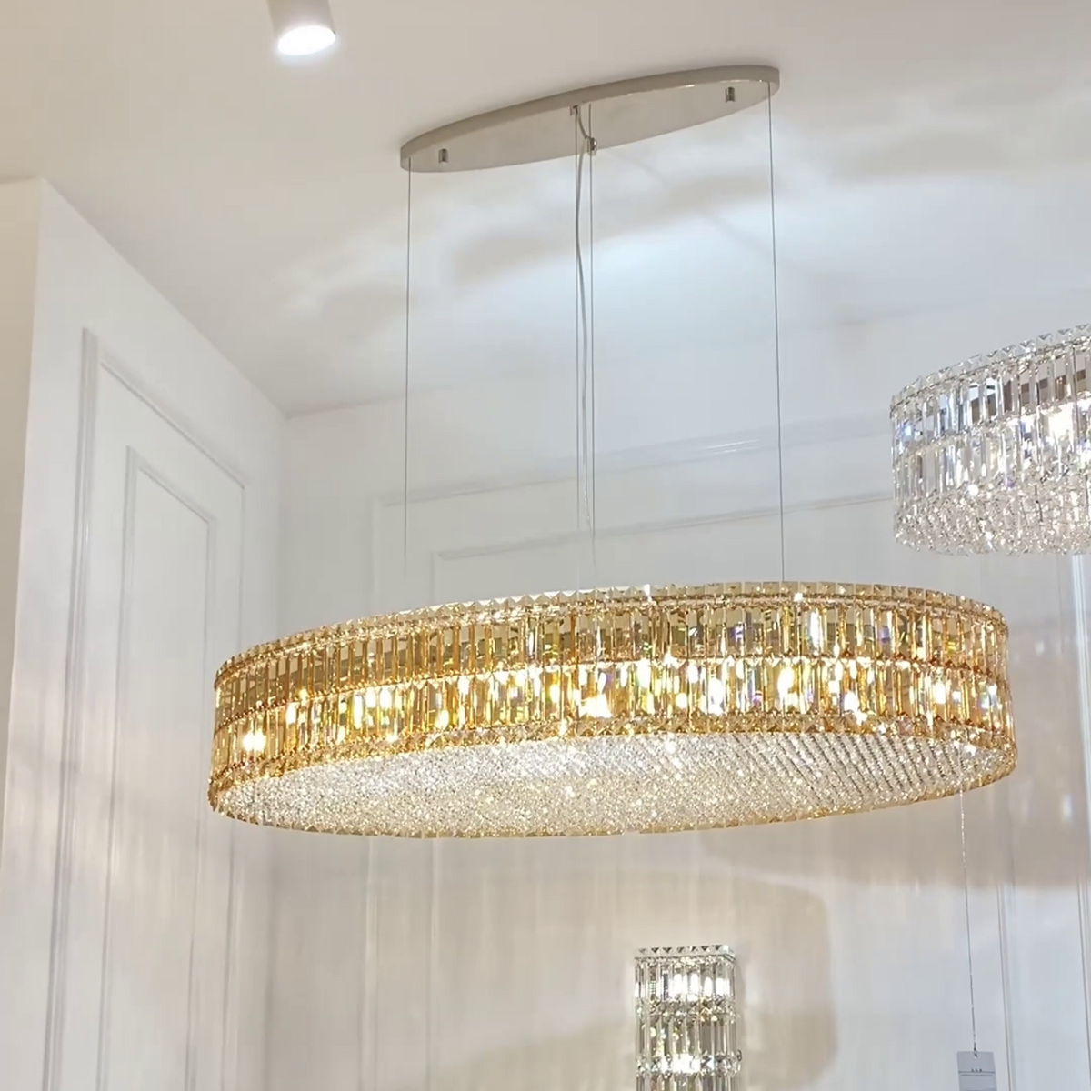 Modern Silver Ceiling Round / rectangle Crystal Chandelier Set for Living Room / dining Room / Bedroom