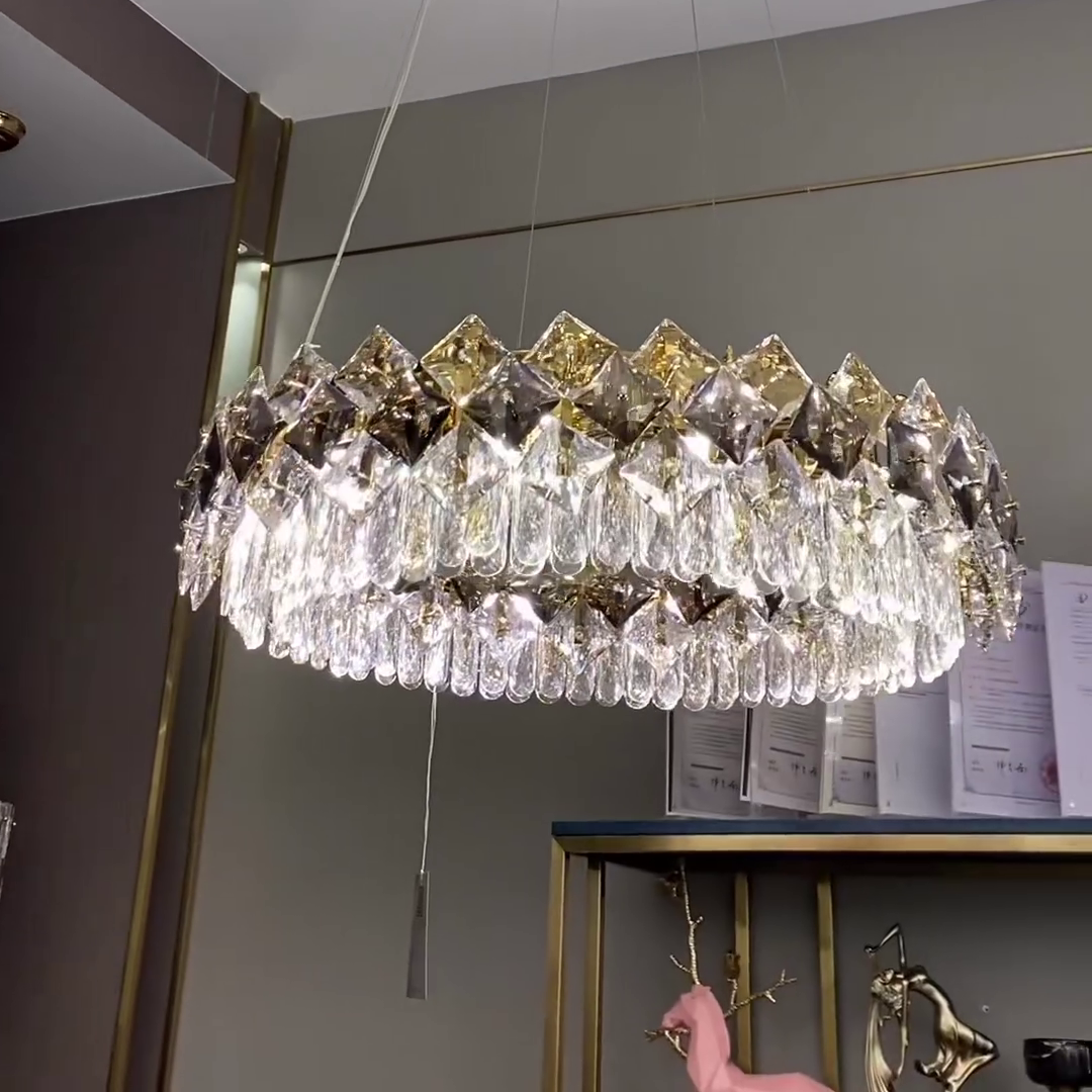 Modern Prismatic Round Crystal Chandelier for Living Room / bedroom