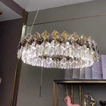 Modern Prismatic Round Crystal Chandelier for Living Room / bedroom