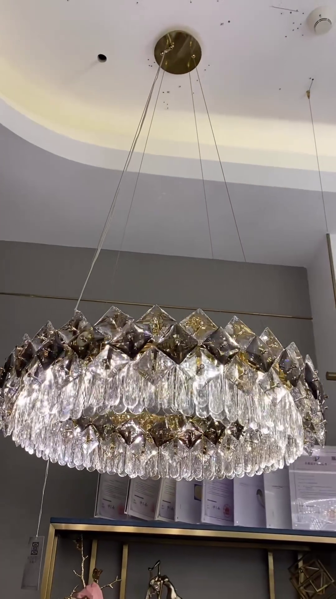 Modern Prismatic Round Crystal Chandelier for Living Room / bedroom