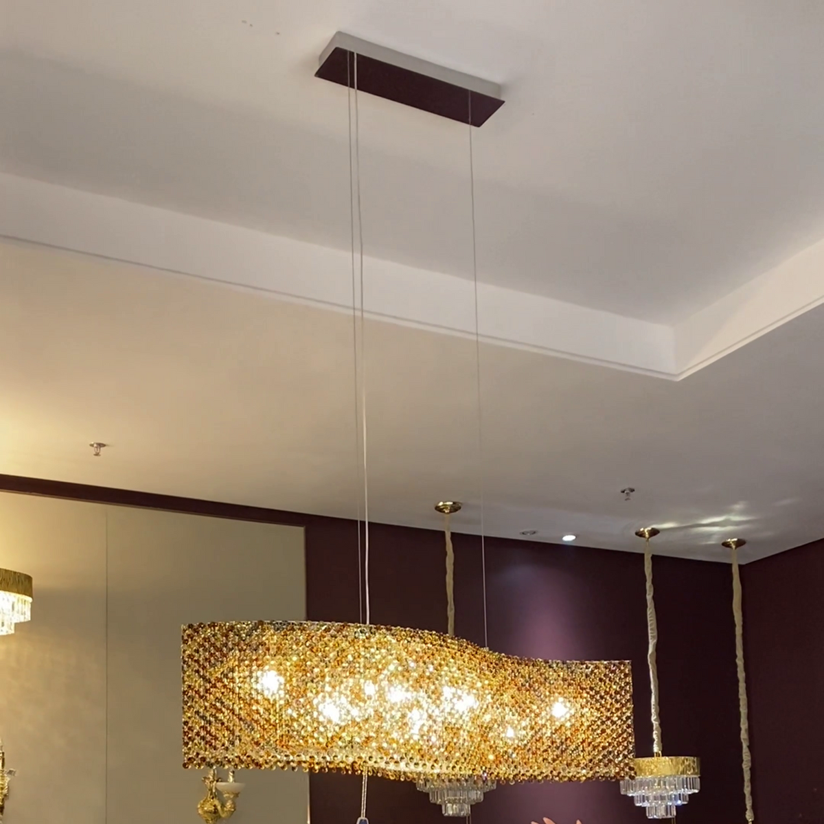 Italian Modern Light Luxury Round / wavy Crystal Chandelier Decorative Light for Living Room / dining Room