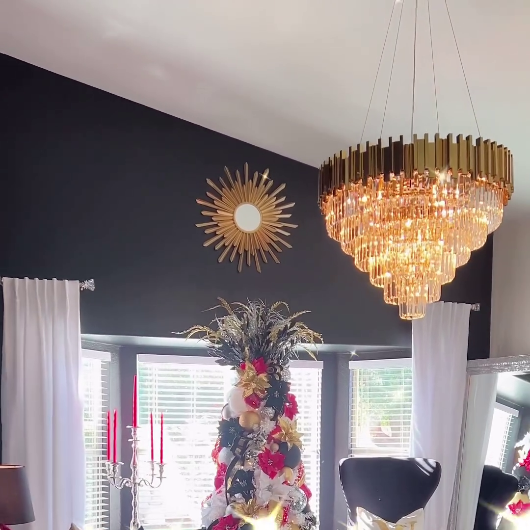 Light Luxury Large Round / oval Multi-Tiered Crystal Chandelier for Living Room / dining Area / staircase