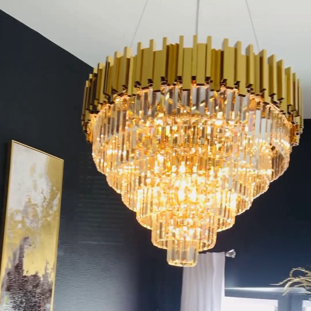 Light Luxury Large Round / oval Multi-Tiered Crystal Chandelier for Living Room / dining Area / staircase