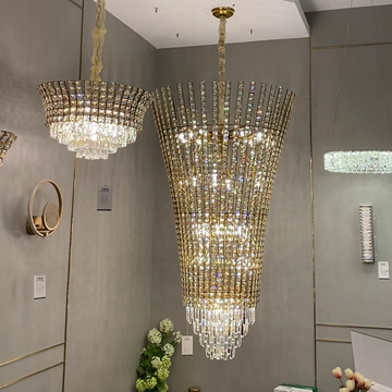 New Luxury Creative Multi-Tiered Crystal Chandelier in Champagne Gold Finish for Living / dining Room /