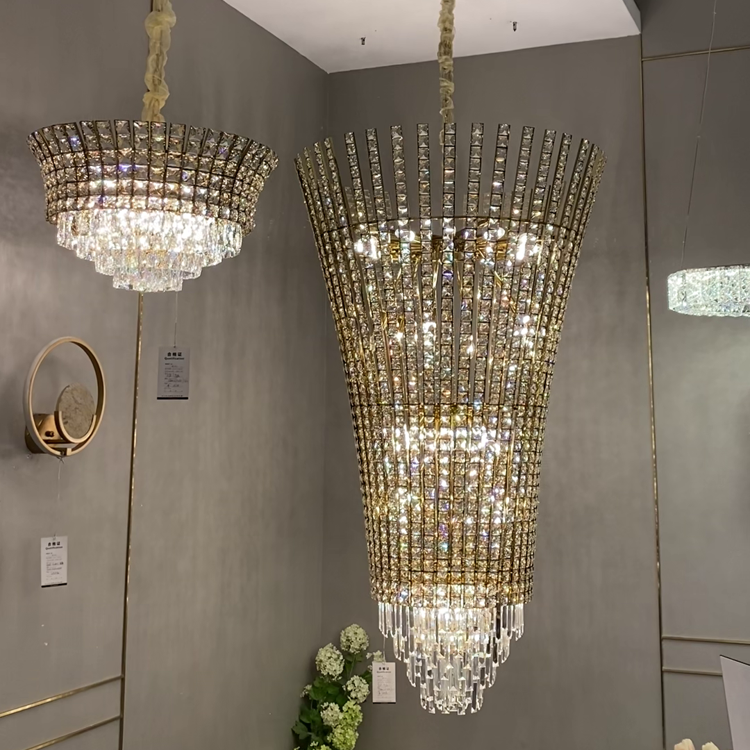 New Luxury Creative Multi-Tiered Crystal Chandelier in Champagne Gold Finish for Living / dining Room /