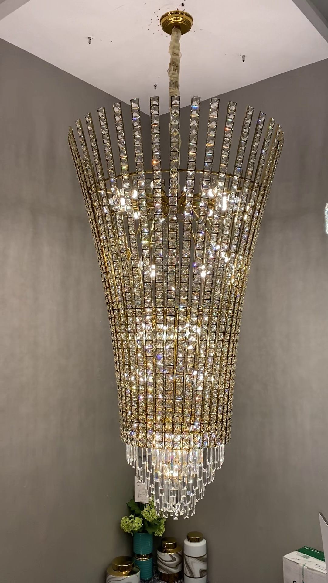 New Luxury Creative Multi-Tiered Crystal Chandelier in Champagne Gold Finish for Living / dining Room /