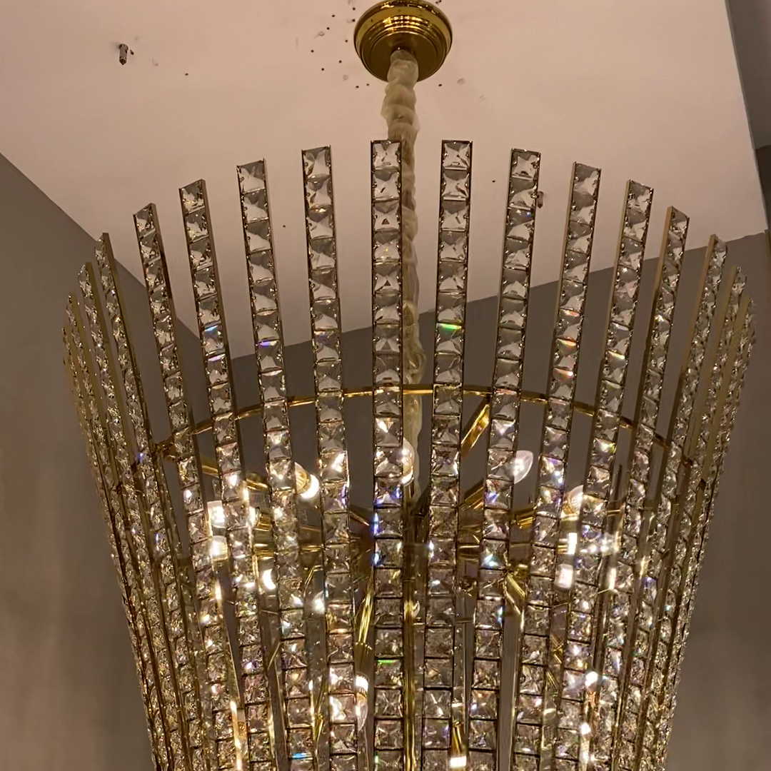 New Luxury Creative Multi-Tiered Crystal Chandelier in Champagne Gold Finish for Living / dining Room /