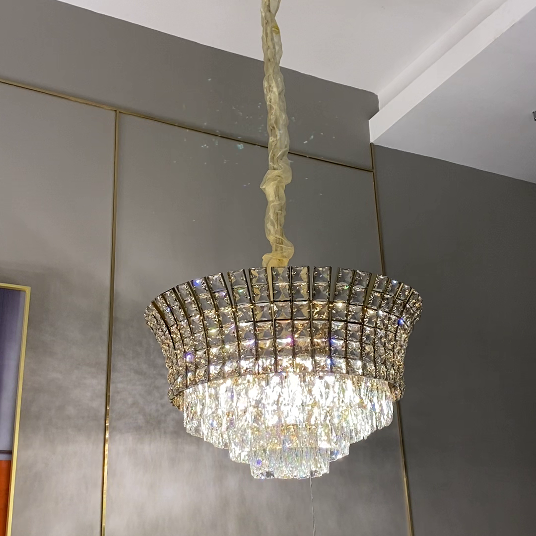 New Luxury Creative Multi-Tiered Crystal Chandelier in Champagne Gold Finish for Living / dining Room /